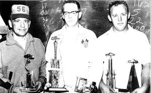 Butch Householder, center, 1967 Algona track champion. 